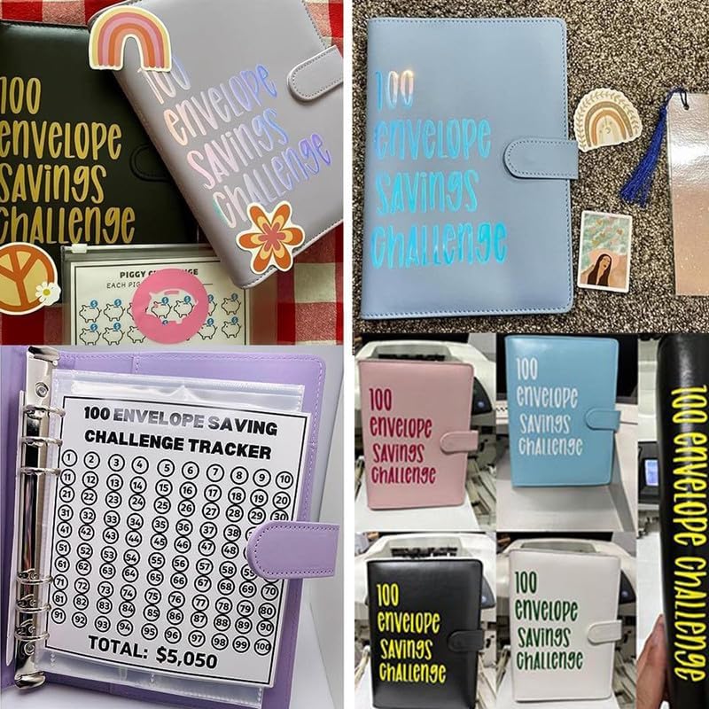 Carpeta de presupuesto con sobres de 100 sobres de hojas sueltas para parejas de ahorro de presupuesto, carpeta de ahorro de dinero, cartera de