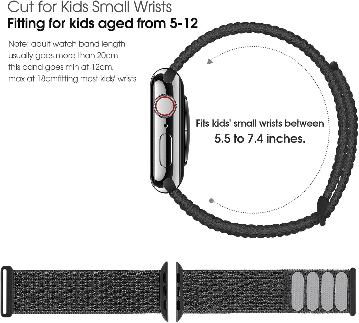 BlackPro Correa para Apple Watch para niños, correa de nailon suave transpirable para niños y niñas, compatible con iWatch Series 876543SESE2 1.496