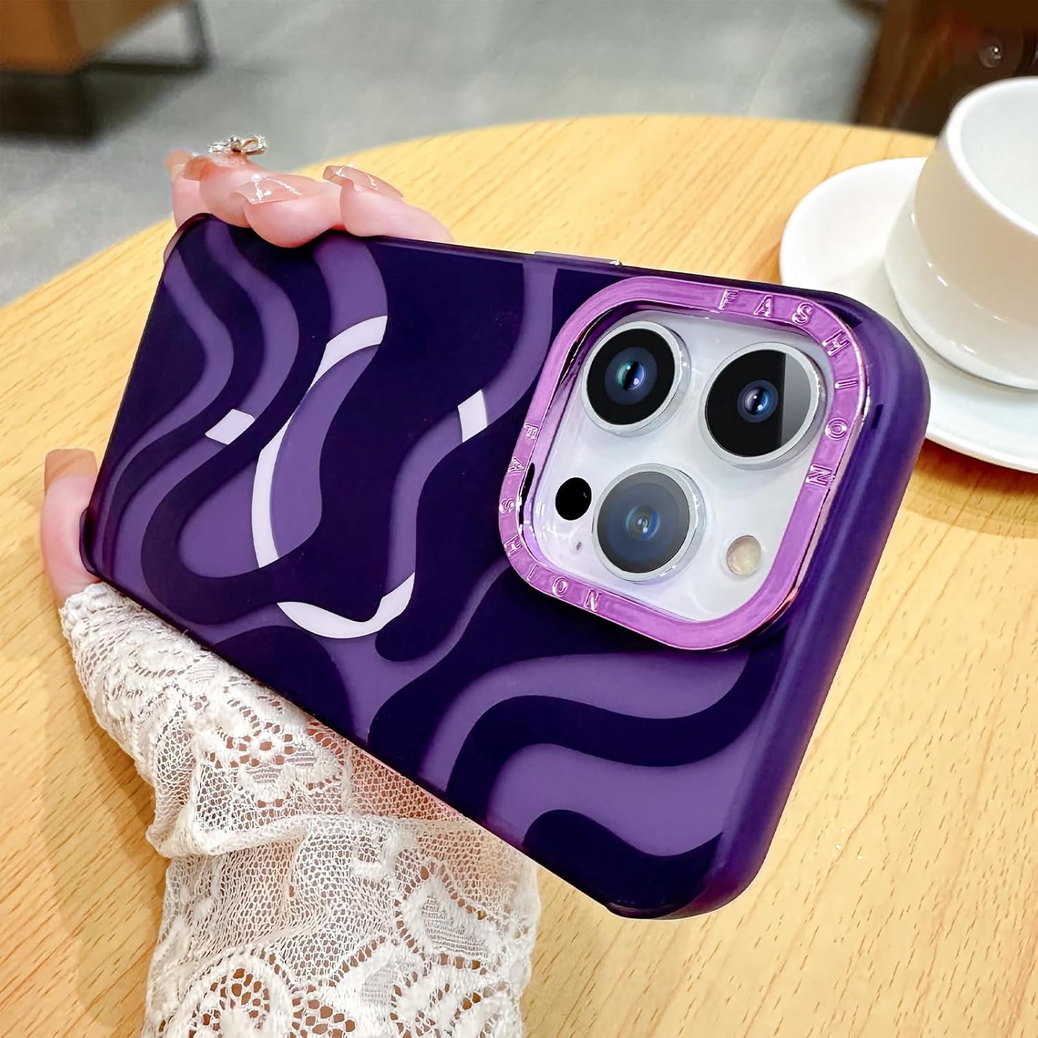 ZIYE Funda magnética para iPhone 14 Pro Max, diseño de patrón de ondas compatible con MagSafe a prueba de golpes, suave poliuretano termoplástico,