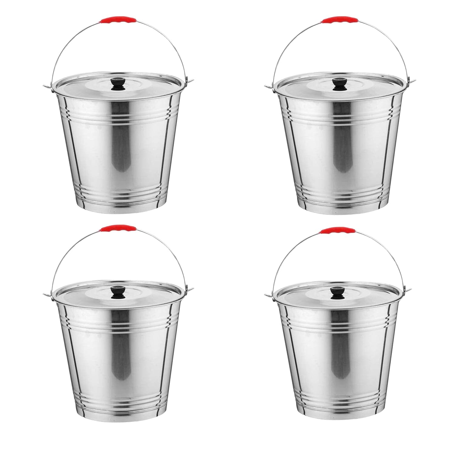 Skywin Bote de metal con tapa, cubo de metal duradero de 4 galones con tapa para cargas pesadas, cubo de basura de metal respetuoso con el medio
