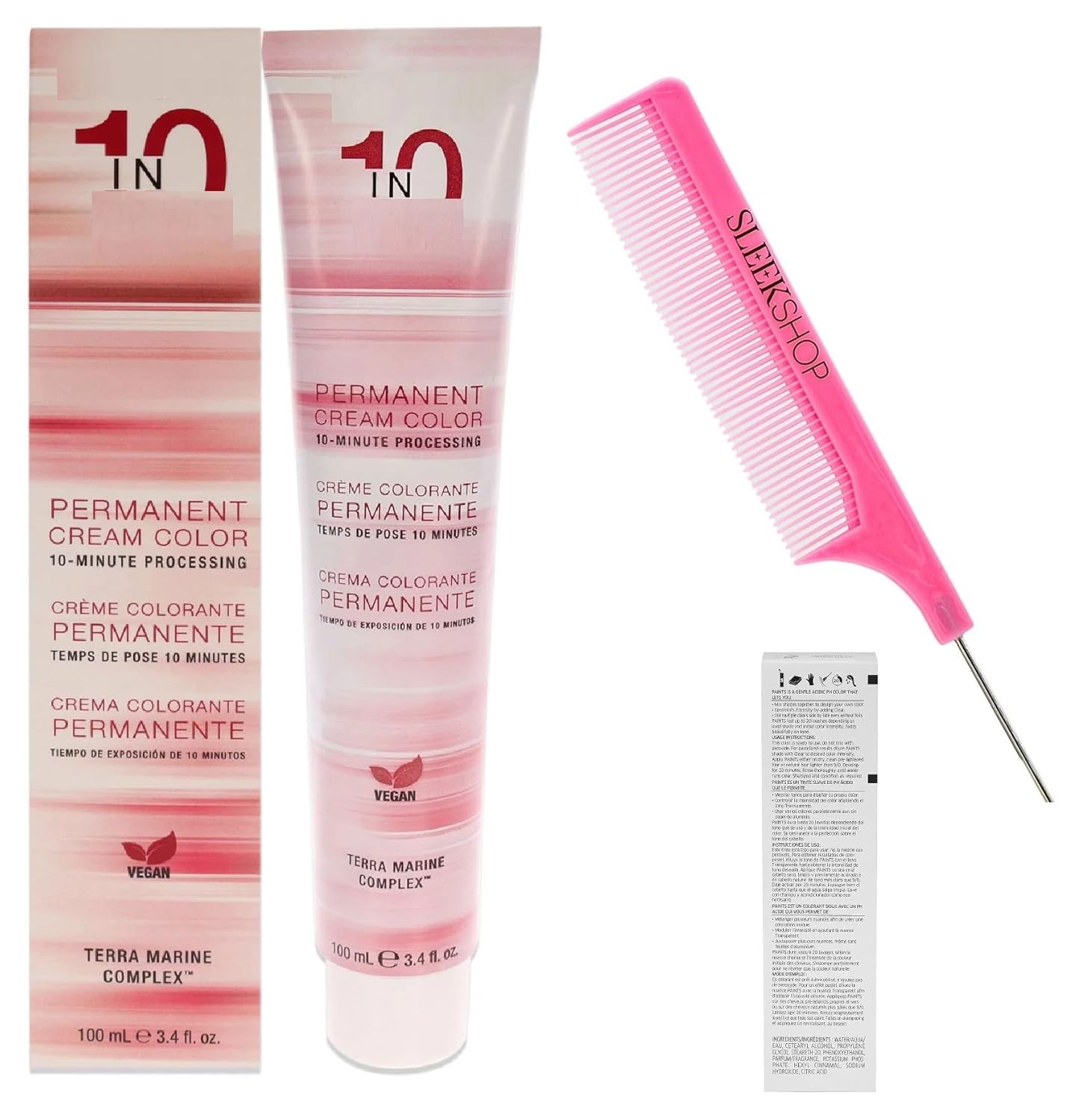 boem SIeekshop – Peine + Rush en 10 minutos, procesamiento de diez minutos, color crema permanente para el cabello 081823 (con peine rosado) SHINE –