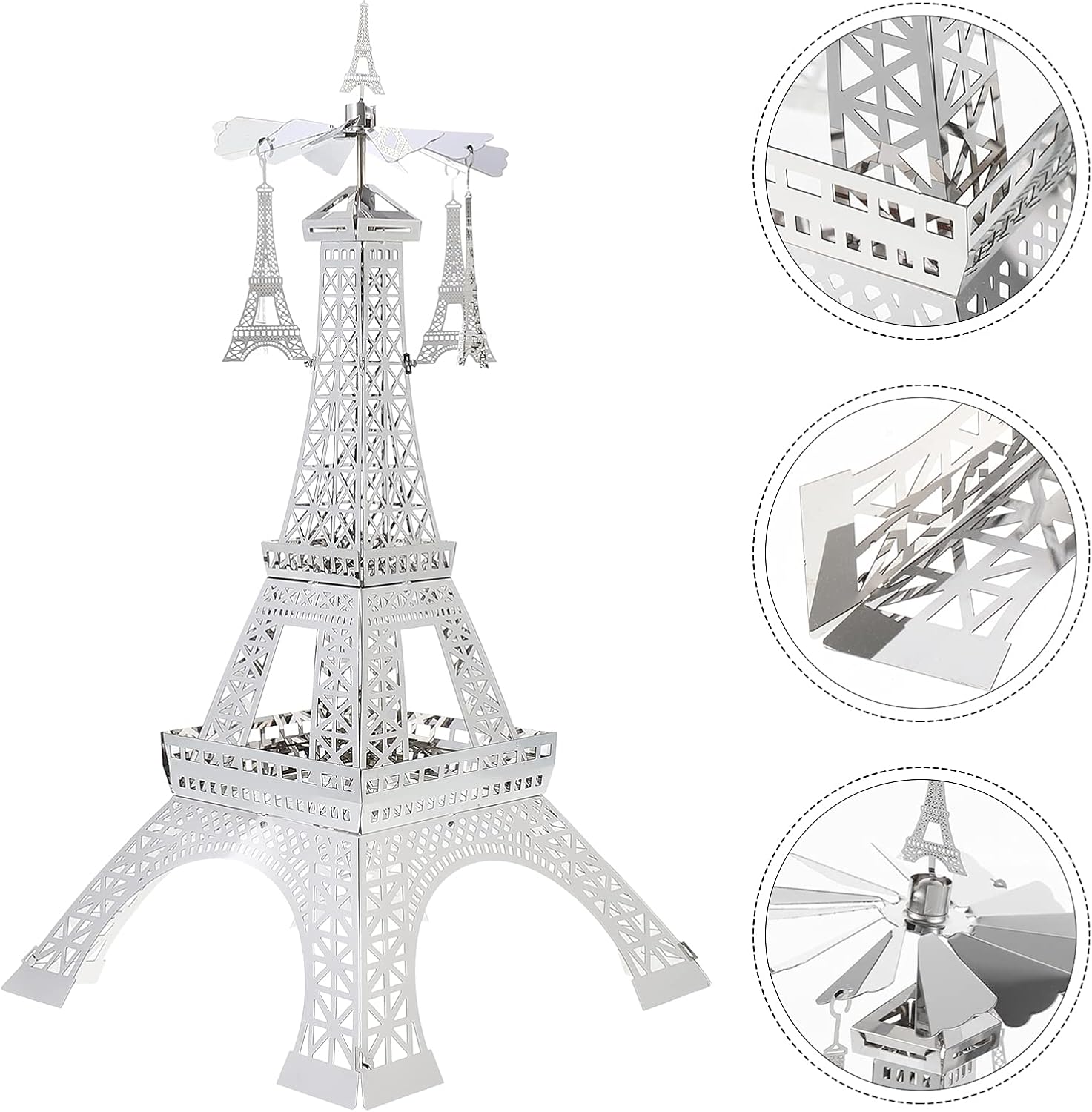 Uonlytech Candelabro giratorio romántico de la torre Eiffel de metal para decoración de mesa