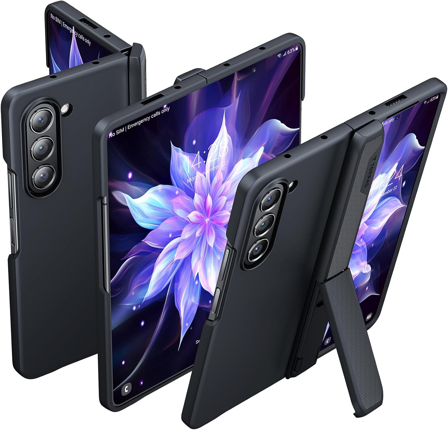 TORRAS Armor Stand – Funda para Galaxy Z Fold 5, protección de bisagra de grado MIL Soporte invisible para visualización de pantalla completa, funda