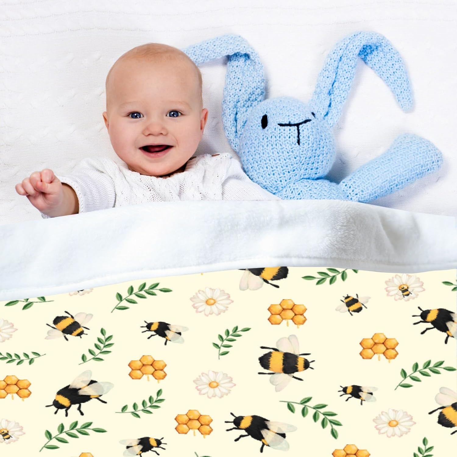 Manta ligera de franela con diseño de girasol de abeja, regalo para niñas en todas las estaciones, para cama, sofá, 30 x 40 pulgadas, para
