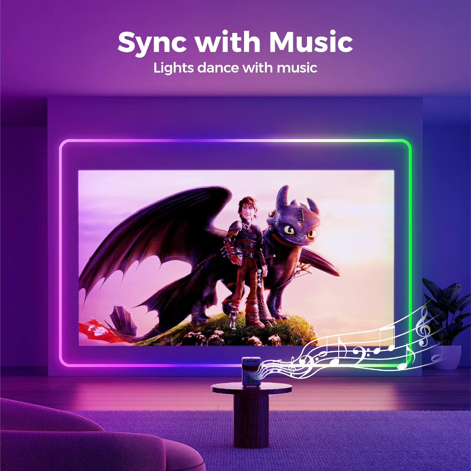 RGB-IC – Cuerda de luz LED, cuerda de luz de neón dinámica con control remoto, sincronización con música, autoadhesiva, suave y flexible, neón