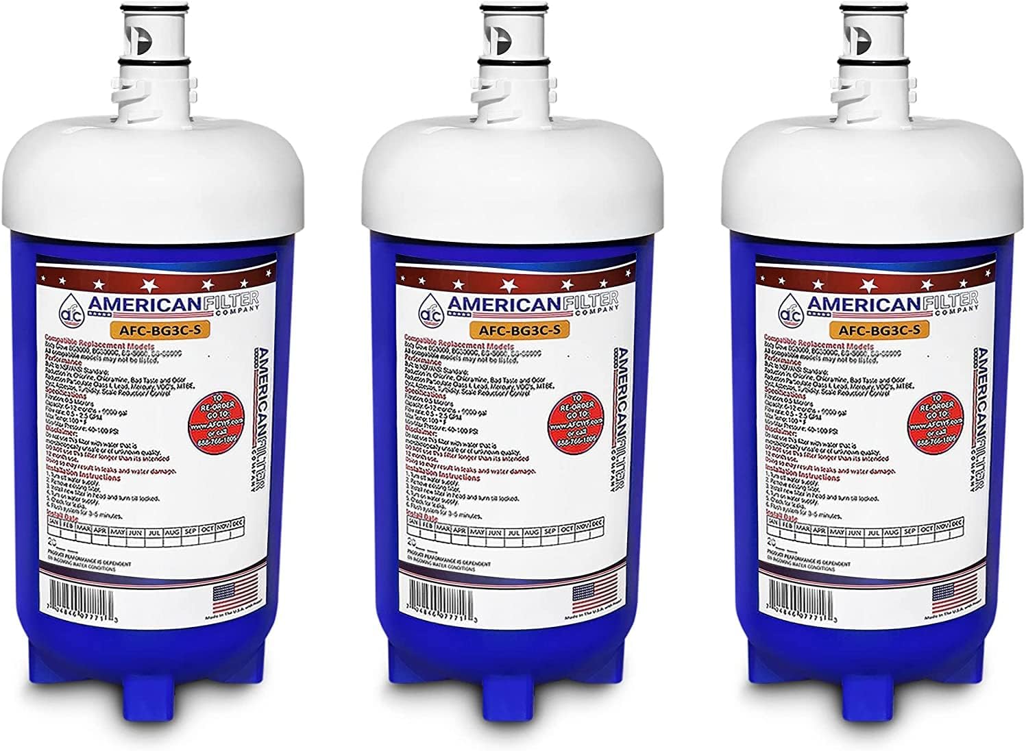 Paquete de 3 cartuchos de filtro de agua de repuesto AFC-BG3C-S, compatibles con Body Glove (R) BG3000C