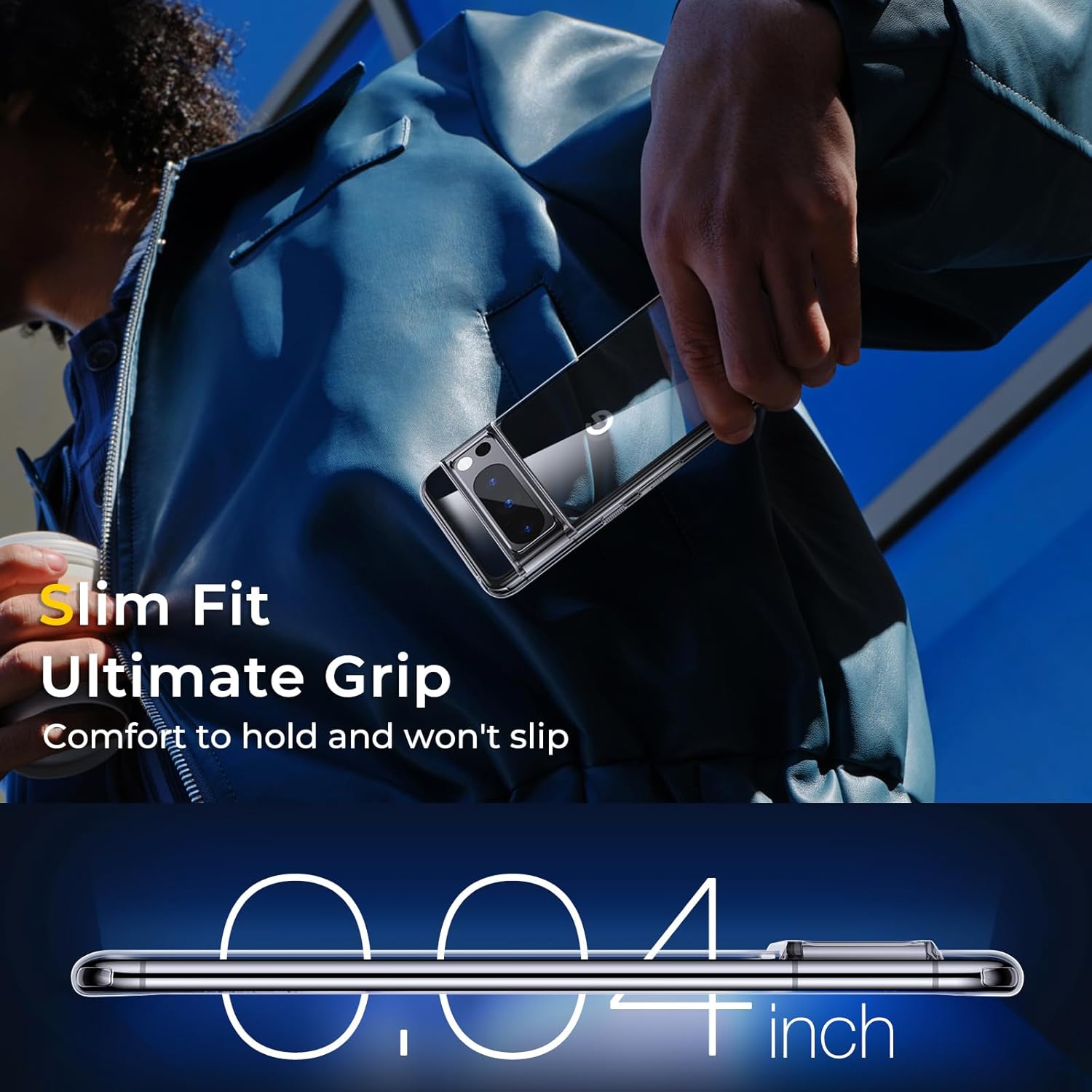 Humixx Funda transparente para Google Pixel 8 Pro no amarillenta Protección contra caídas de grado militar de 14 pies Protector a prueba de golpes
