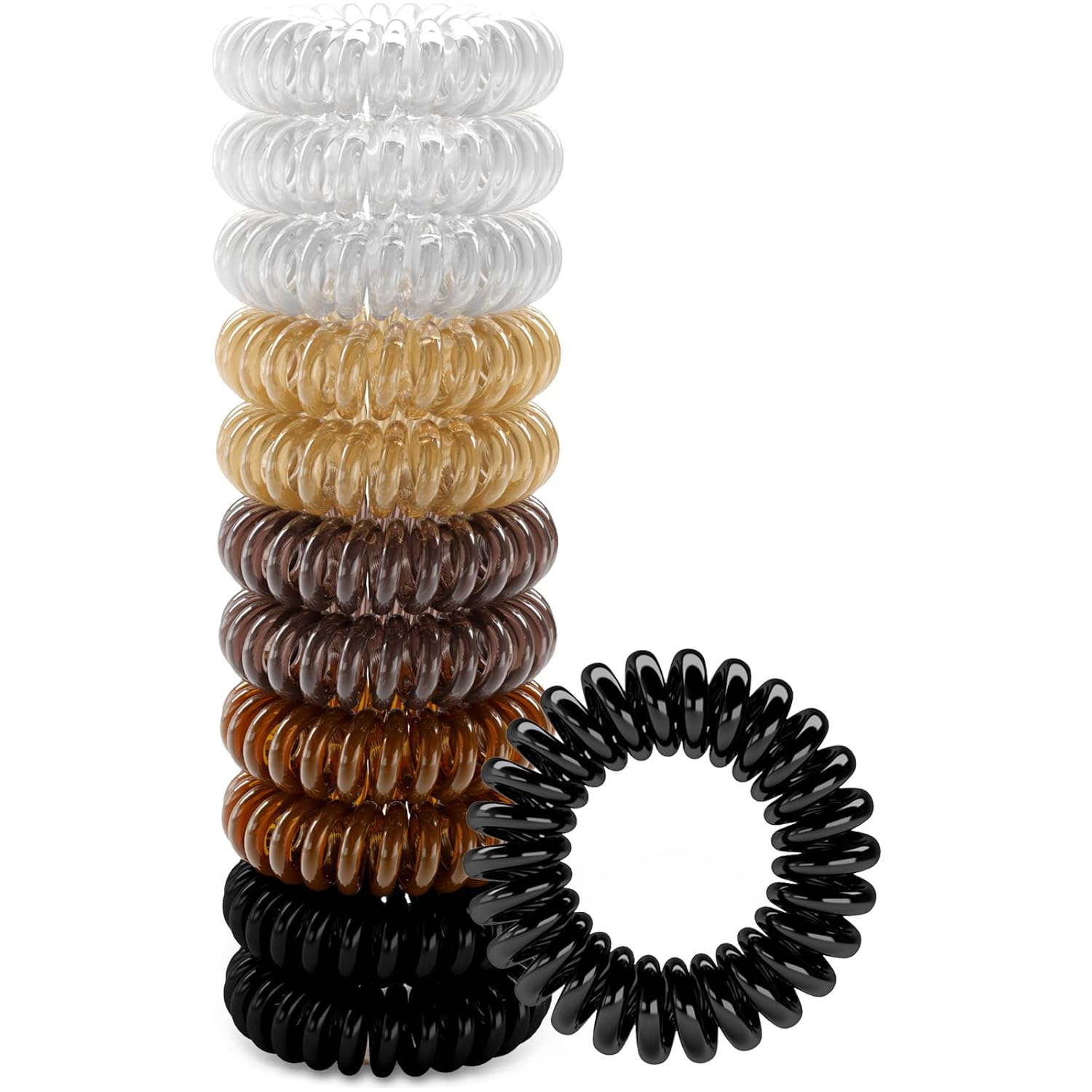 Beauty – Bandas para el cabello en espiral, paquete de 12 piezas de cintas de plástico para el cabello, fuerte sujeción impermeable, bandas