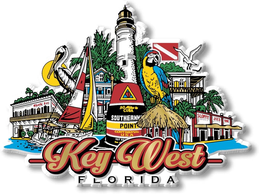 Imán de Key West, Florida City por Classic Magnets, recuerdos coleccionables fabricados en los Estados Unidos, 4.26 x 3.13 pulgadas