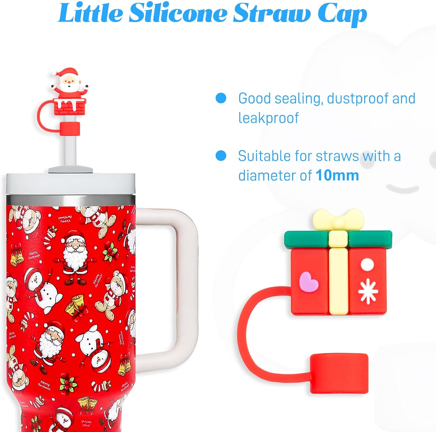 COCGVEL Paquete de 4 fundas de popote de Navidad compatibles con vasos Stanley de 30 y 40 onzas, 2564 pulgadas, bonita cubierta de popote de