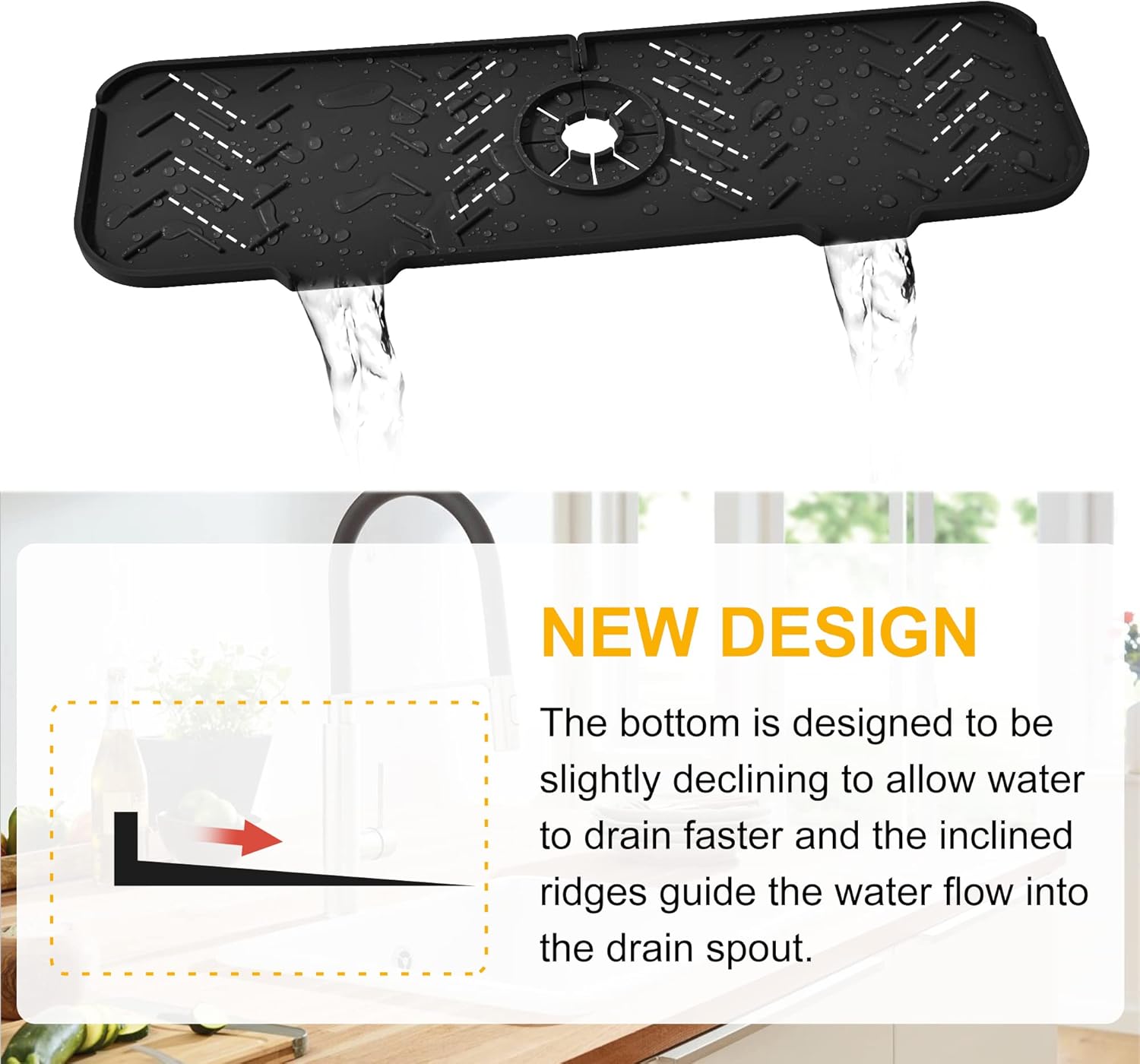 Protector contra salpicaduras para fregadero de cocina, bandeja de silicona para atrapa goteo, soporte de esponja de cocina, tapete protector