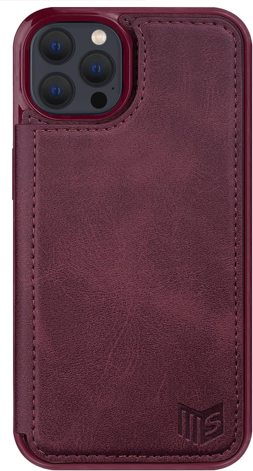 SUANPOT Funda tipo cartera con bloqueo RFID para iPhone 1212 Pro de 6.1 pulgadas con soporte para tarjetas de crédito, funda de piel sintética con