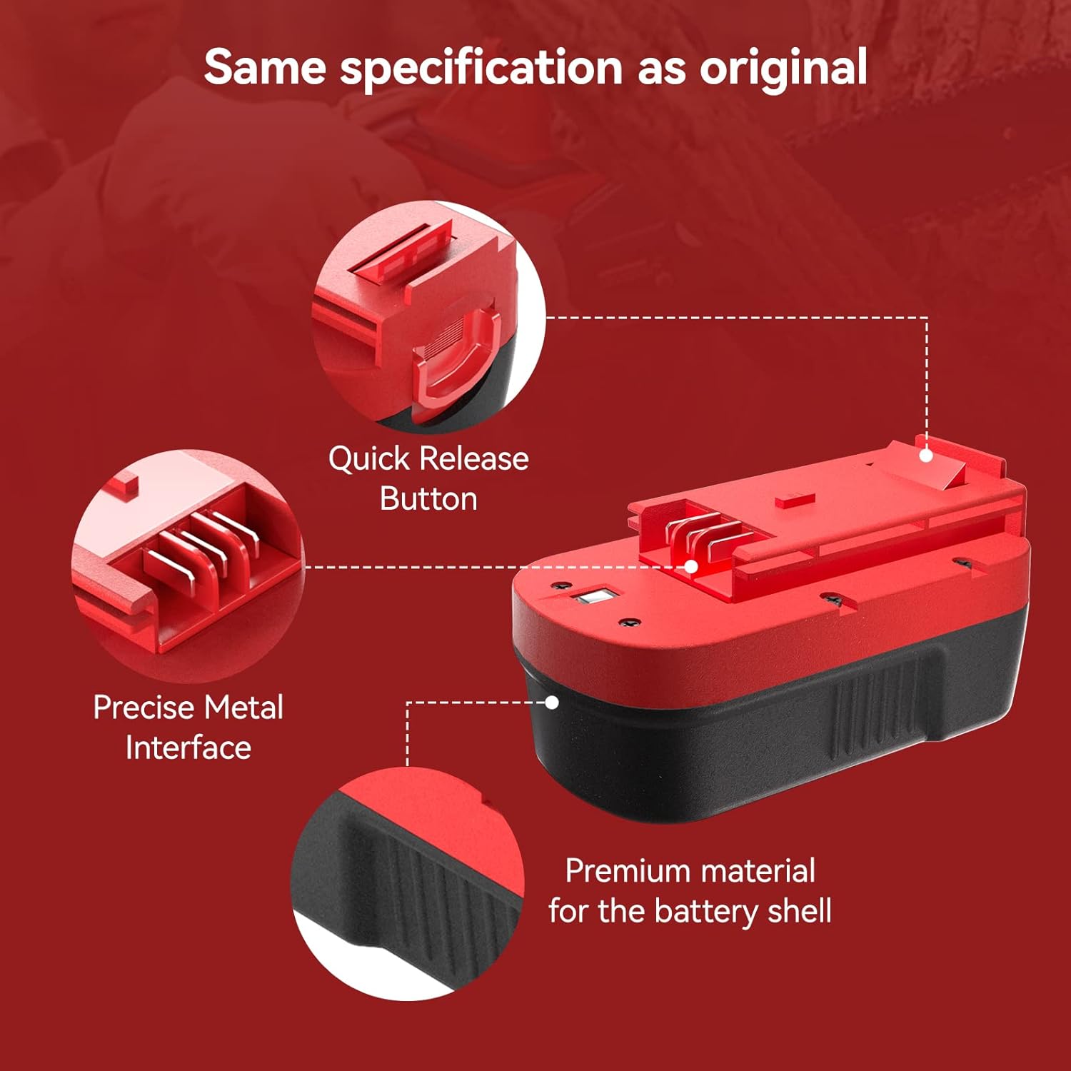 Batería de repuesto HPB18 de 3600 mAh para Black and Decker de 18 V, batería Ni-Mh compatible con Black and Decker batería de 18 voltios 244760-00