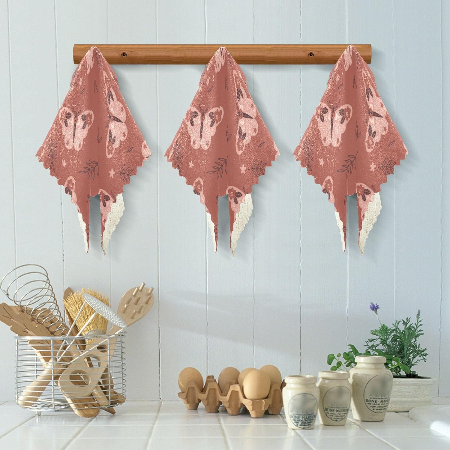 Floral Folk Art Butterfly Quality Print Towels for Drying Dishes Fast Drying Set of 6 Microfiber Absorbant Towel for Restaurant Coffee