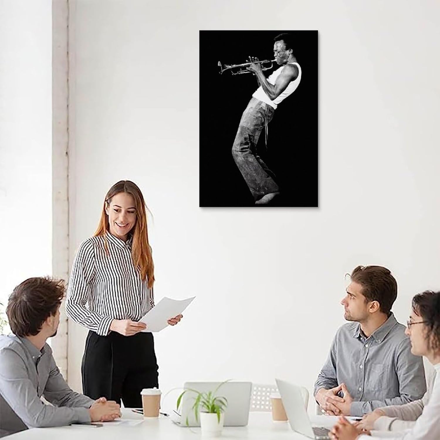 RJETZMU Miles Davis – Póster artístico, pintura artística para pared, lienzo para decoración de dormitorio, 12 x 18 pulgadas (11.8 x 17.7 in),