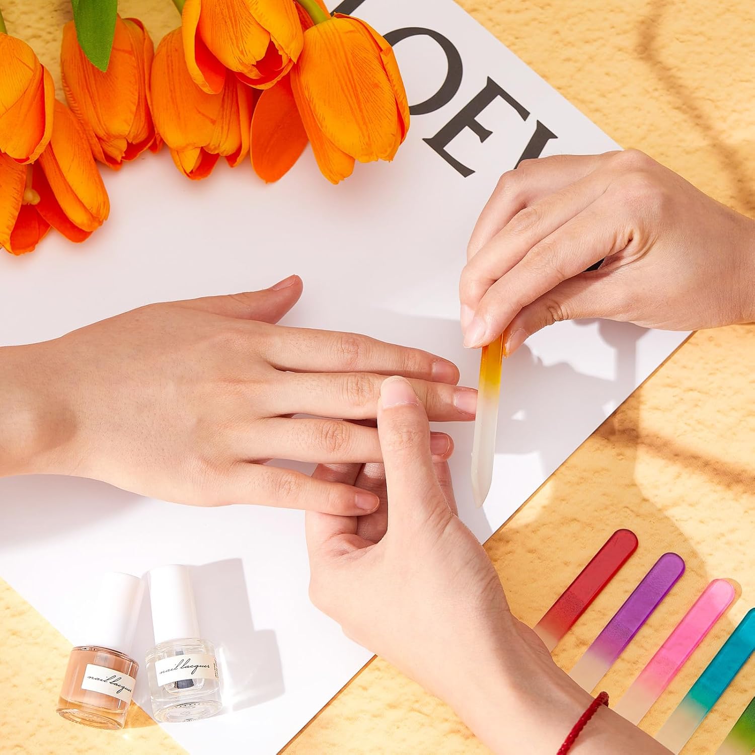 180 limas de uñas de vidrio con funda de plástico, limas de uñas de cristal de doble cara, herramienta de manicura profesional, regalos para mujeres