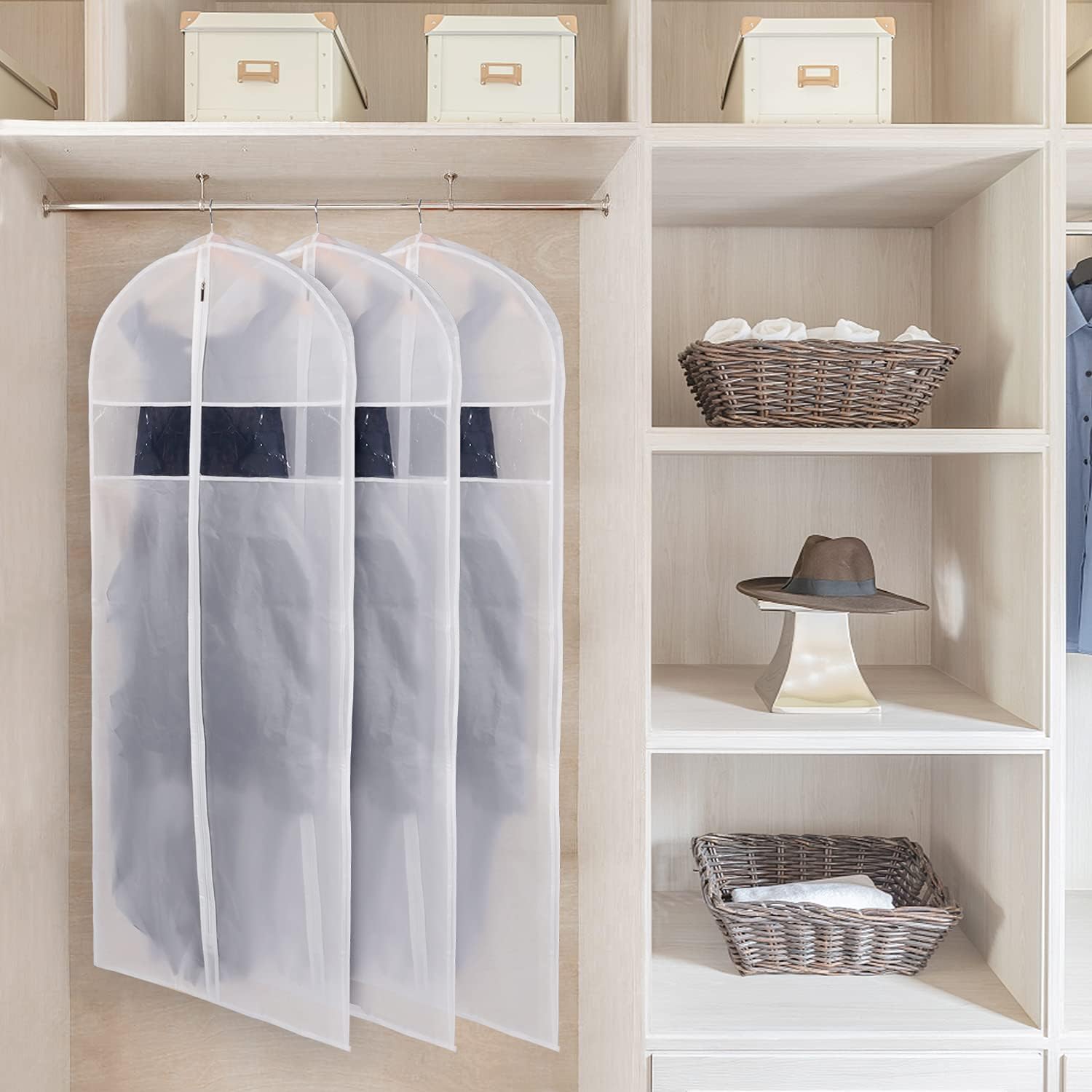Zilink – Bolsa de ropa para colgar, ligera, para almacenamiento, resistente al polvo, con cremallera completa, para almacenamiento de armario