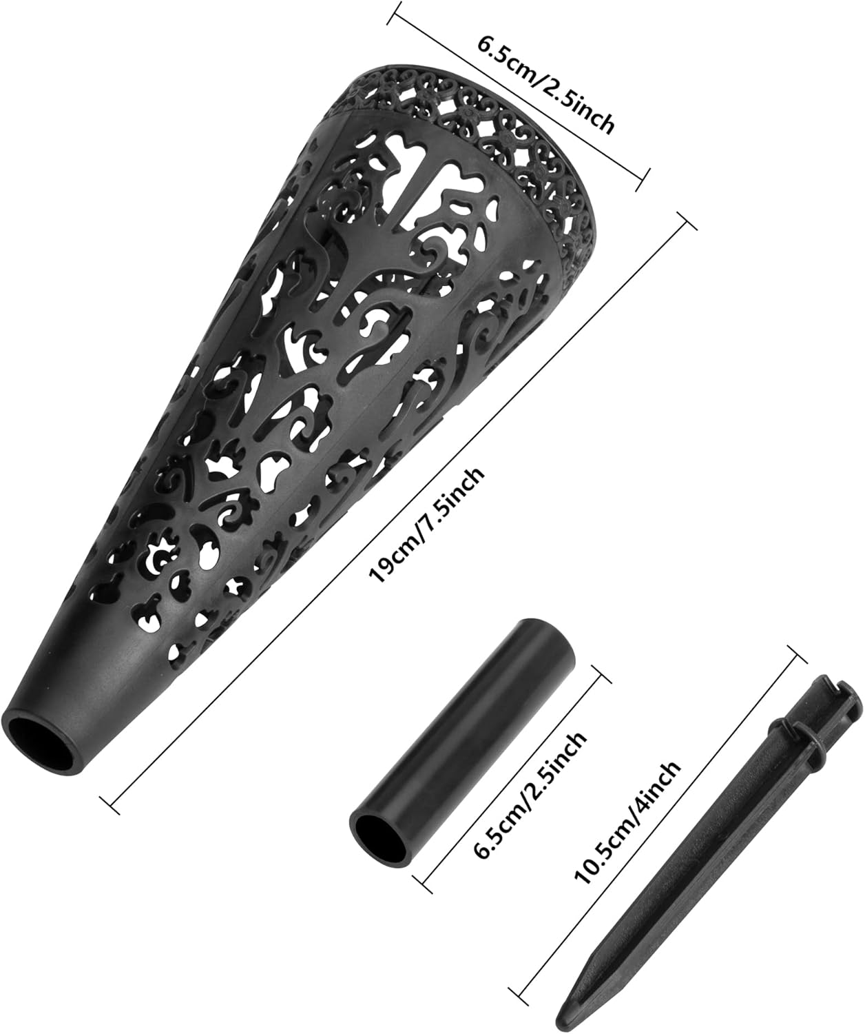 Wehhbtye Paquete de 2 conos florales de 13 pulgadas para decoración de cementerio conmemorativo, soporte floral de plástico con estaca larga y