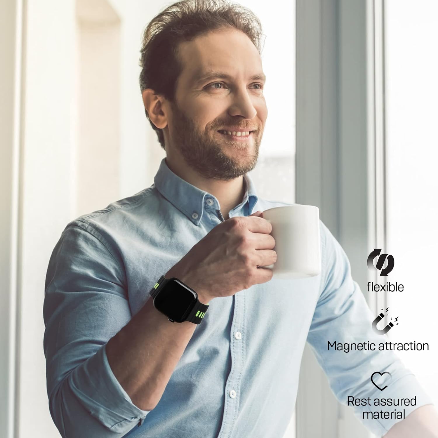 Correa magnética compatible con Apple Watch Band Series 8, 7, 6, 5, 4, 3, 2, 1, SE de 1.496 pulgadas, 1.575 pulgadas, 1.614 pulgadas, 1.654