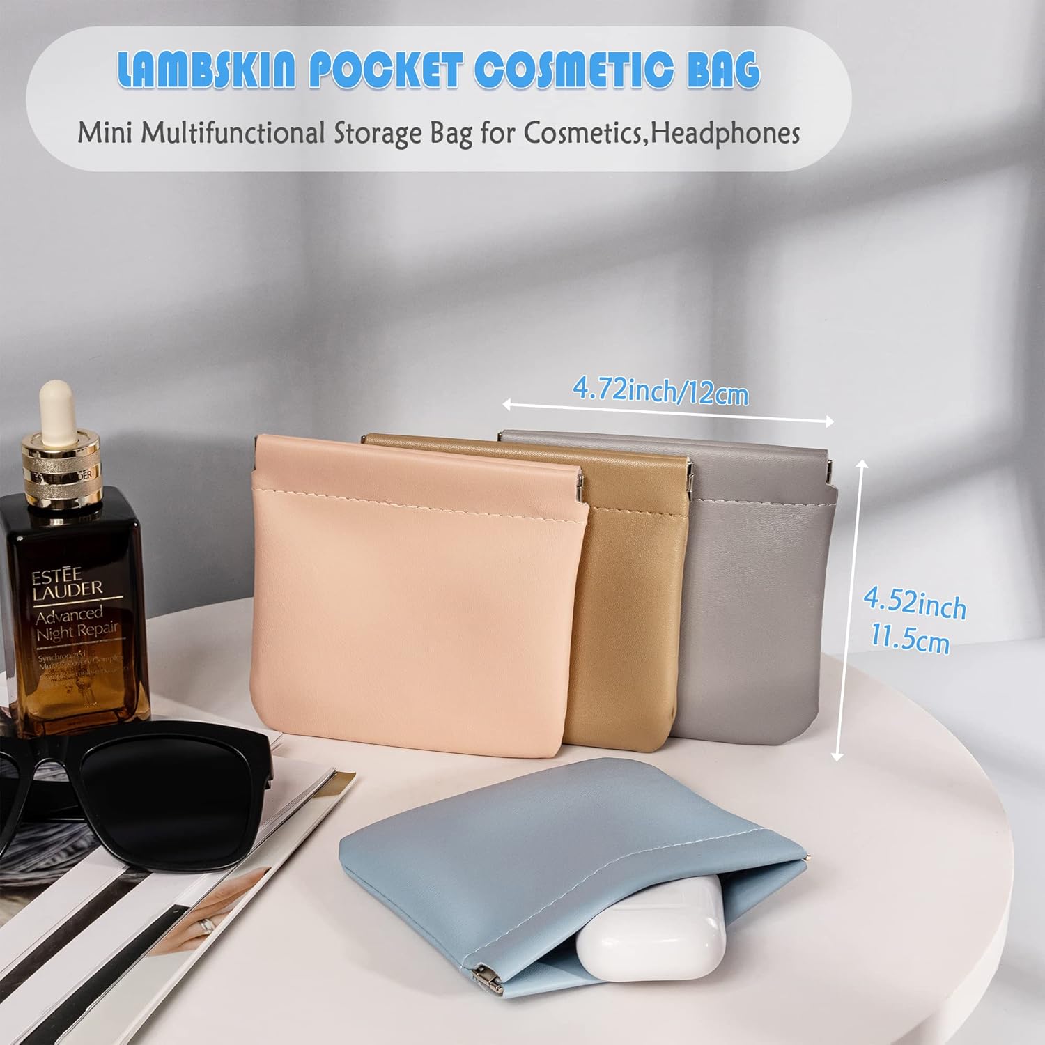 LUCKIPLUS Paquete de 7 bolsas de cosméticos de bolsillo, bolsas de maquillaje portátiles de viaje, pequeñas bolsas de maquillaje impermeables para