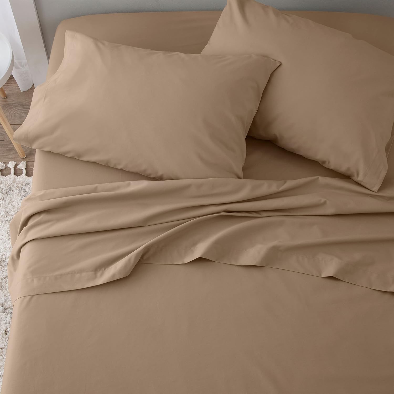 Martex Juego de sábanas de algodón de 225 hilos tamaño matrimonial de 3 piezas, 1 sábana bajera, 1 sábana encimera, 1 funda de almohada, suave,
