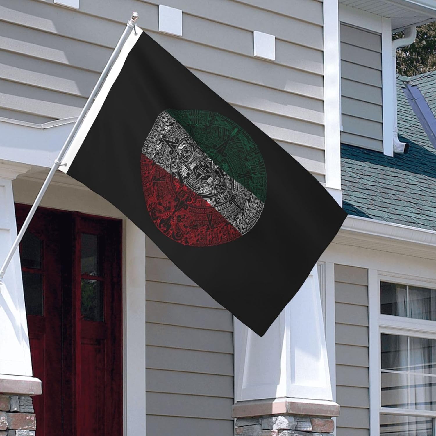 Bandera de 3 x 5 pies, calendario azteca mexicano de doble cara, letrero grande para pared, dormitorio, sala de estar, decoración colgante de casa,