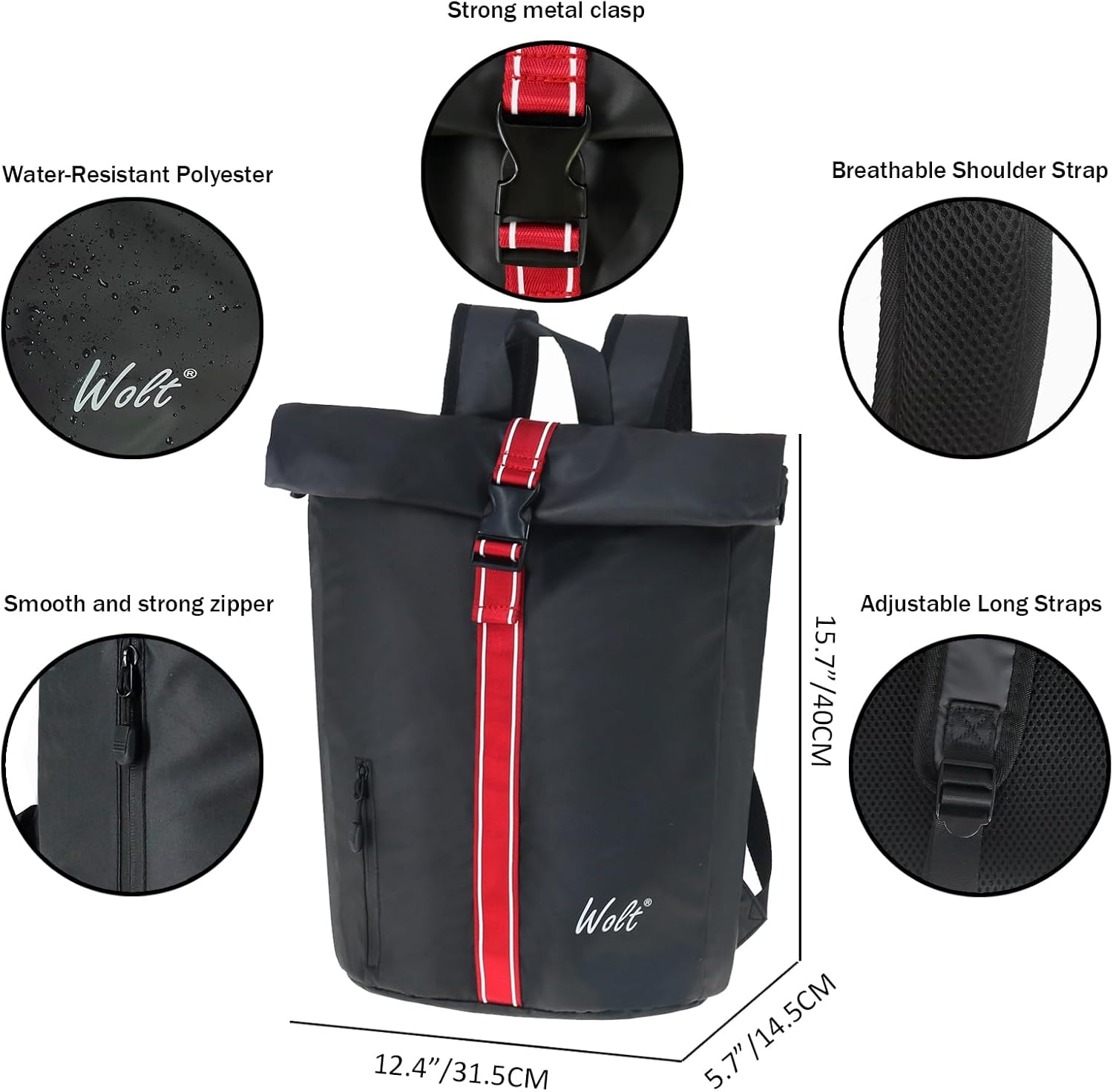 WOLT Casual Daypack Backpack Computer Bookbag – Laptop Backpacks for Men Women Water Resistant Airline Approved Business Work Bag Fits 16 Inch Laptop