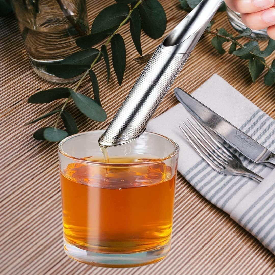 2 difusores de té de acero inoxidable, coladores de té de acero inoxidable para té suelto con mango de gancho para colgar, difusor de té de mango