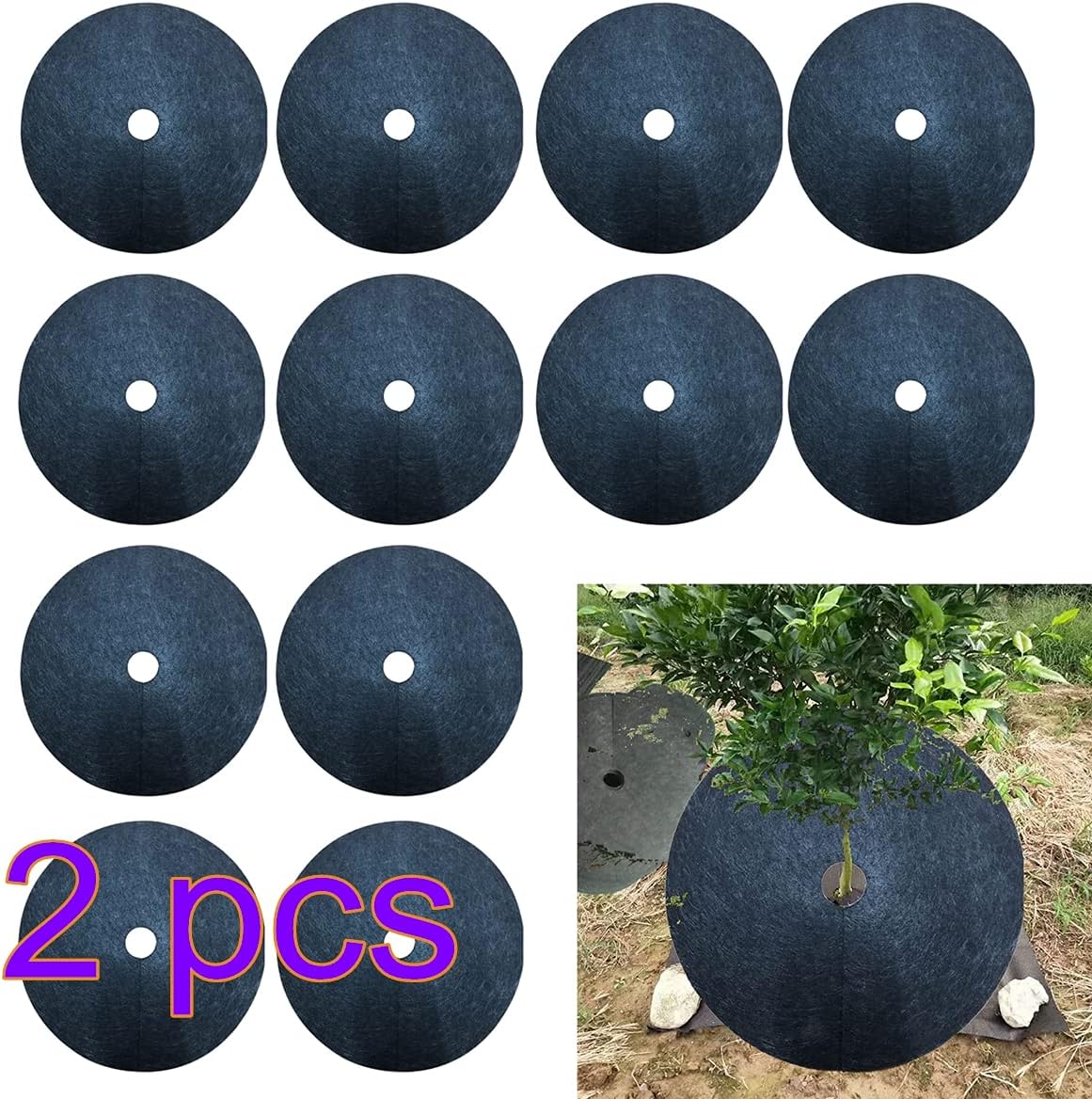 RESOYE Tapetes de protección para árboles, 24 piezas de 5.9 pulgadas, anillos de árbol negro para paisajismo, bloques de barrera de jardín,
