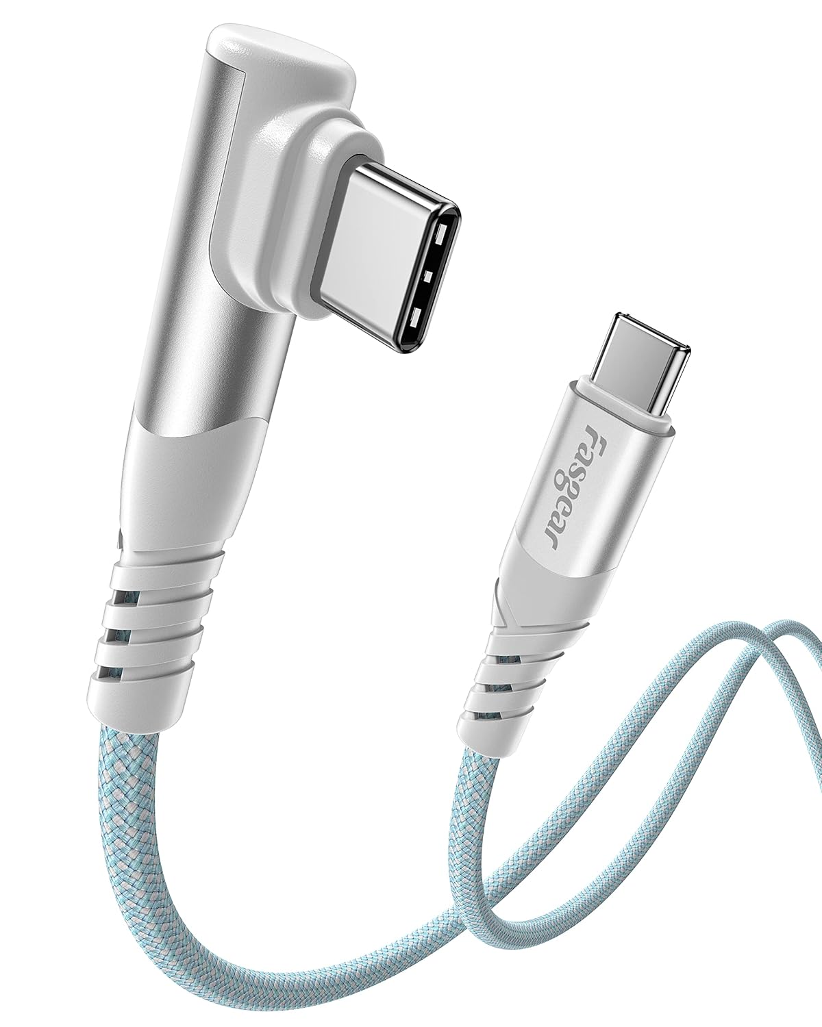 Fasgear Cable USB C a USB C de 100 W  1 paquete de 3 pies USB 2.0 tipo C a tipo C PD cable 5A de carga rápida en ángulo recto compatible con