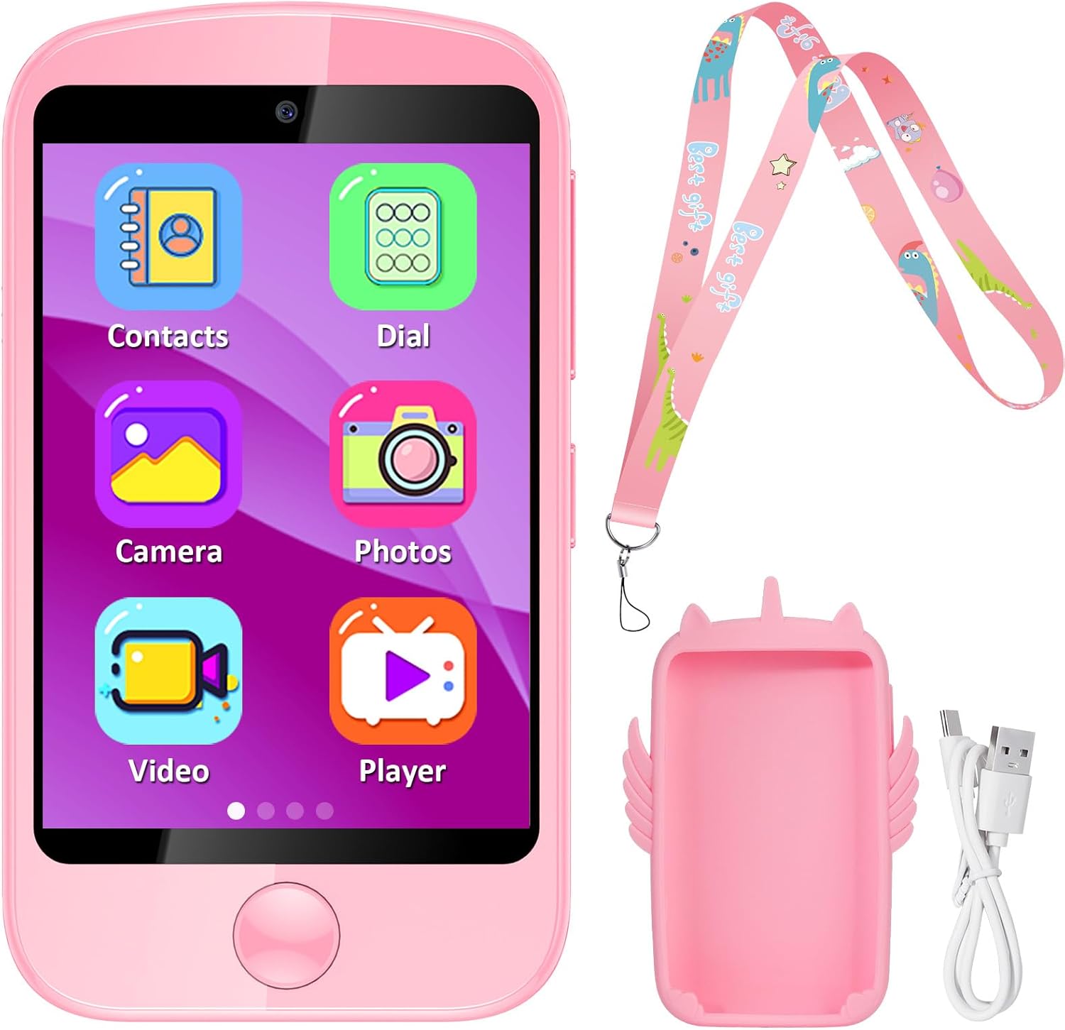 Teléfono inteligente para juguetes de niños, teléfono de juguete con pantalla táctil para niñas y niños, teléfono para niños con juegos, juguetes de