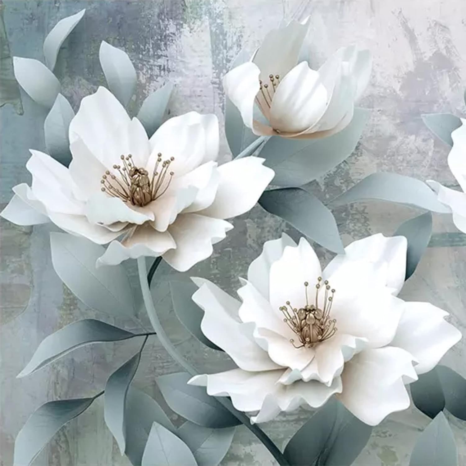 Mural de pared retro de magnolia blanca 3D, papel tapiz autoadhesivo autoadhesivo extraíble para decoración del hogar, fondo grande, pintura de