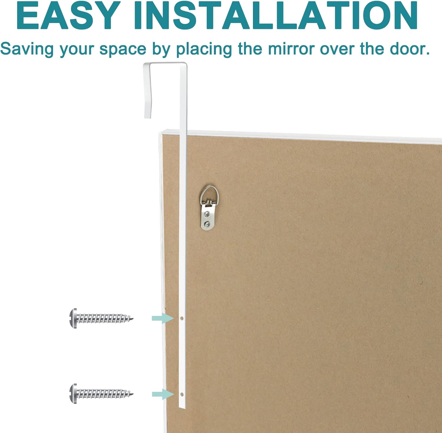 NeuType Espejo de 44 x 16 pulgadas, espejo de longitud completa, espejo de pared para colgar con 2 perchas de metal para dormitorio, sala de estar,