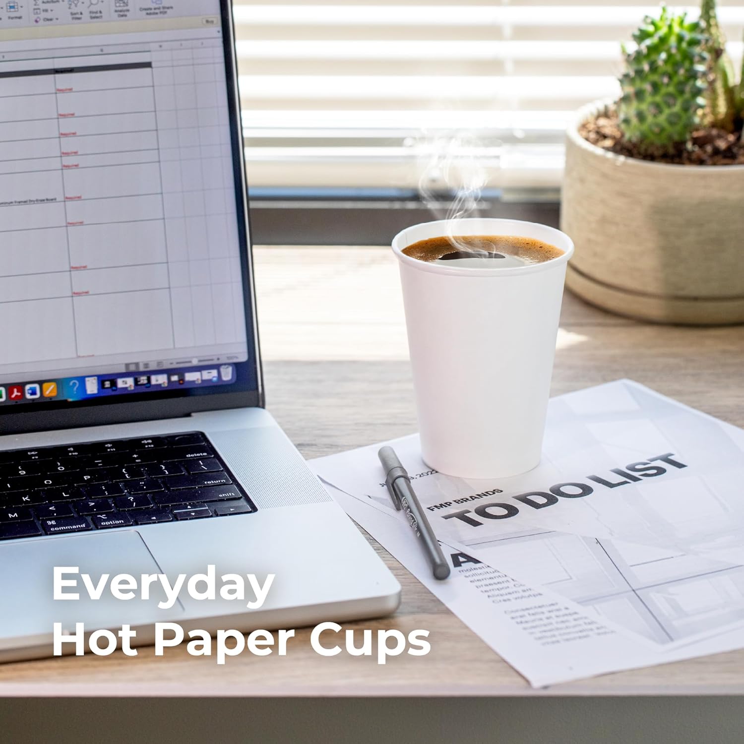 Fit Meal Prep Paquete de 100 tazas de café de papel desechables de 24 onzas, tazas calientes de primera calidad para bebidas calientesfrías, vasos