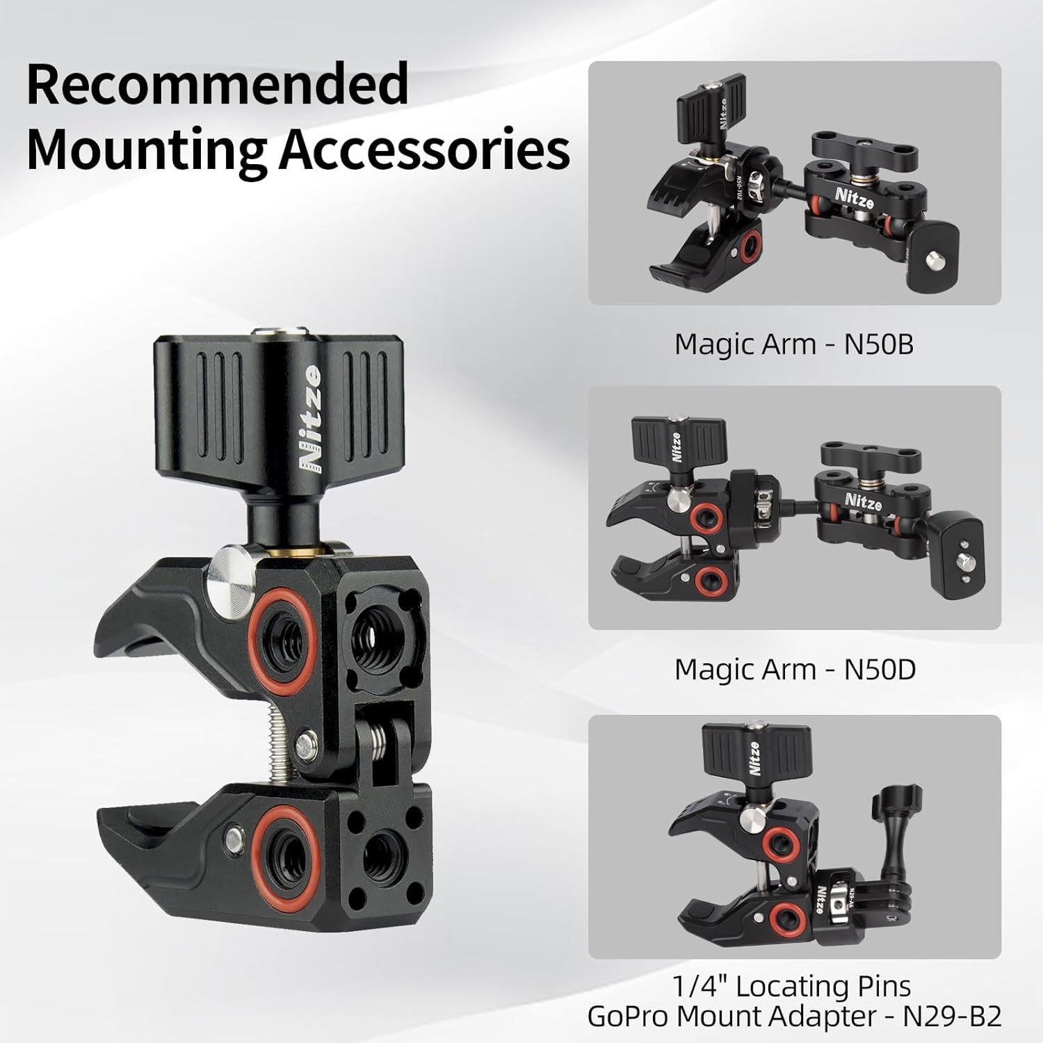 Nitze Super Clamp con tornillo de 14″ a 14″, tornillo de 14″ a 38″ y adaptador de rosca de 38″ a 14″ abrazadera de cangrejo para cámaras, Unbrellas,