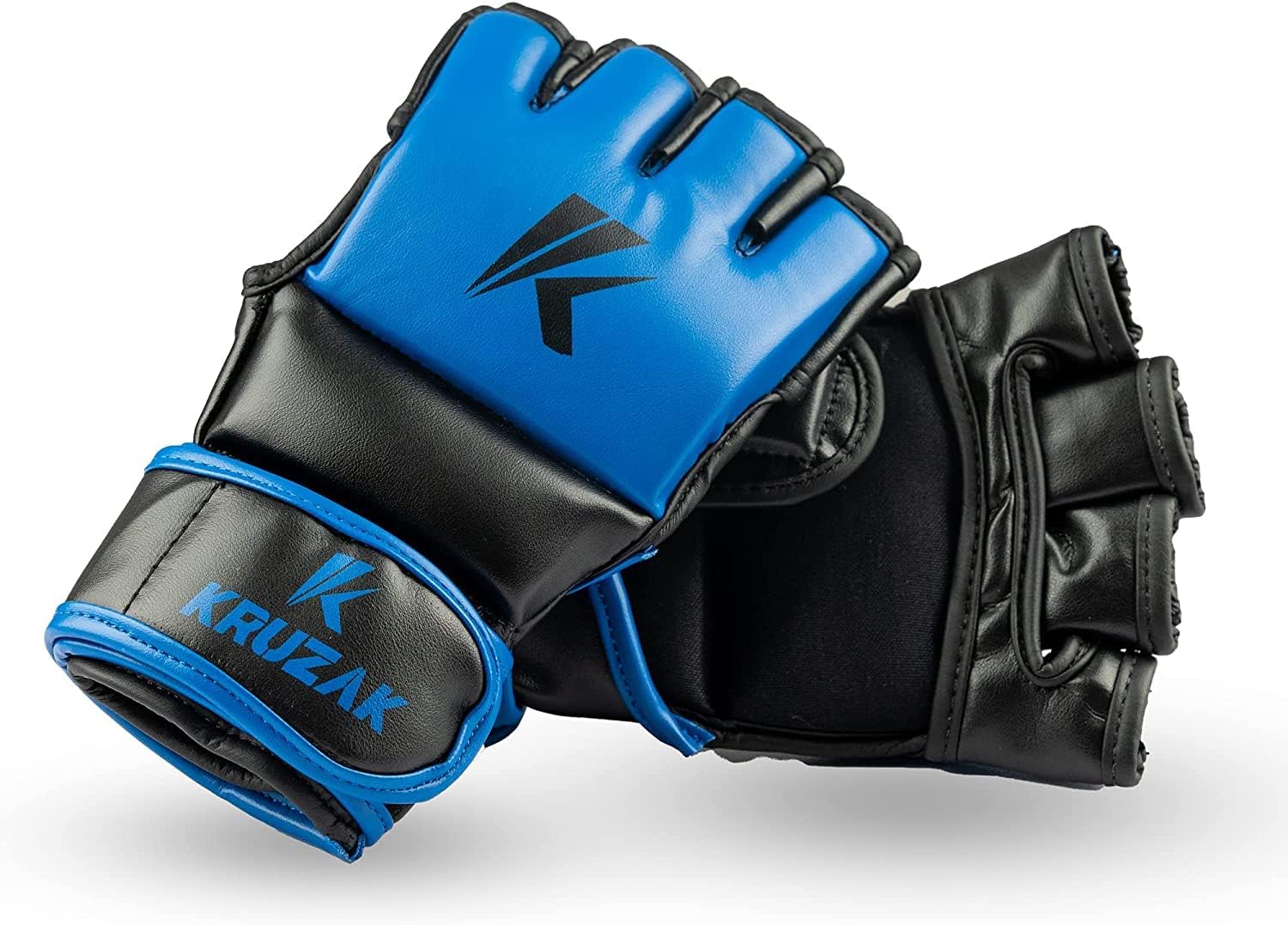 Kruzak – Guantes de boxeo de medio dedo, para hombres y mujeres, vendas de mano con palmas abiertas para grappling, kickboxing, sanda, sparring,