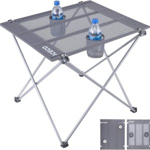 ICECO Mesa de camping portátil, mesa plegable para campamento, mesa plegable de alta resistencia, mesa de playa para arena, mesa al aire libre con 2 ICECO Mesa de camping portátil, mesa plegable para campamento, mesa plegable de alta resistencia, mesa de playa para arena, mesa al aire libre con 2