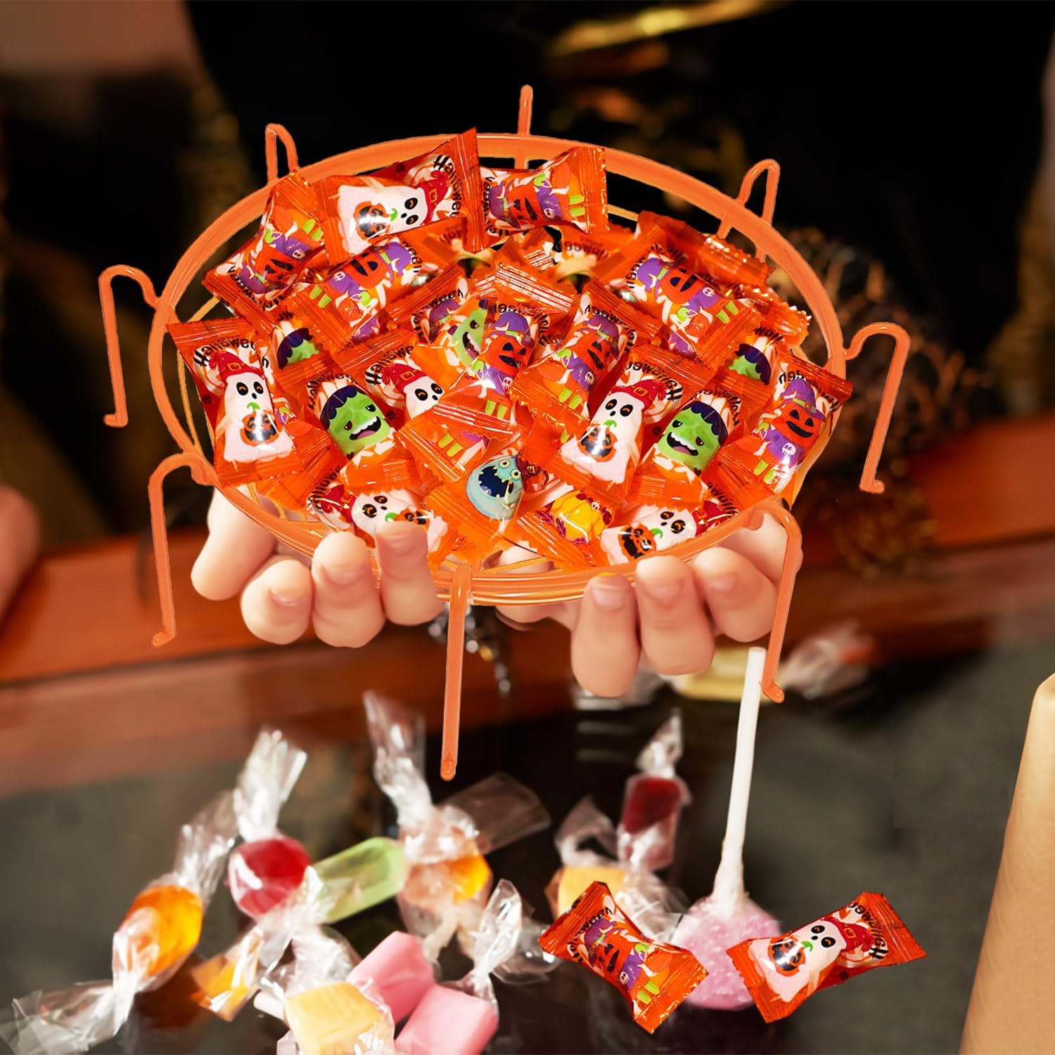 Paquete de 6 tazones para dulces de Halloween con forma de araña, cuencos espeluznantes para servir dulces grandes, de plástico de alta calidad para