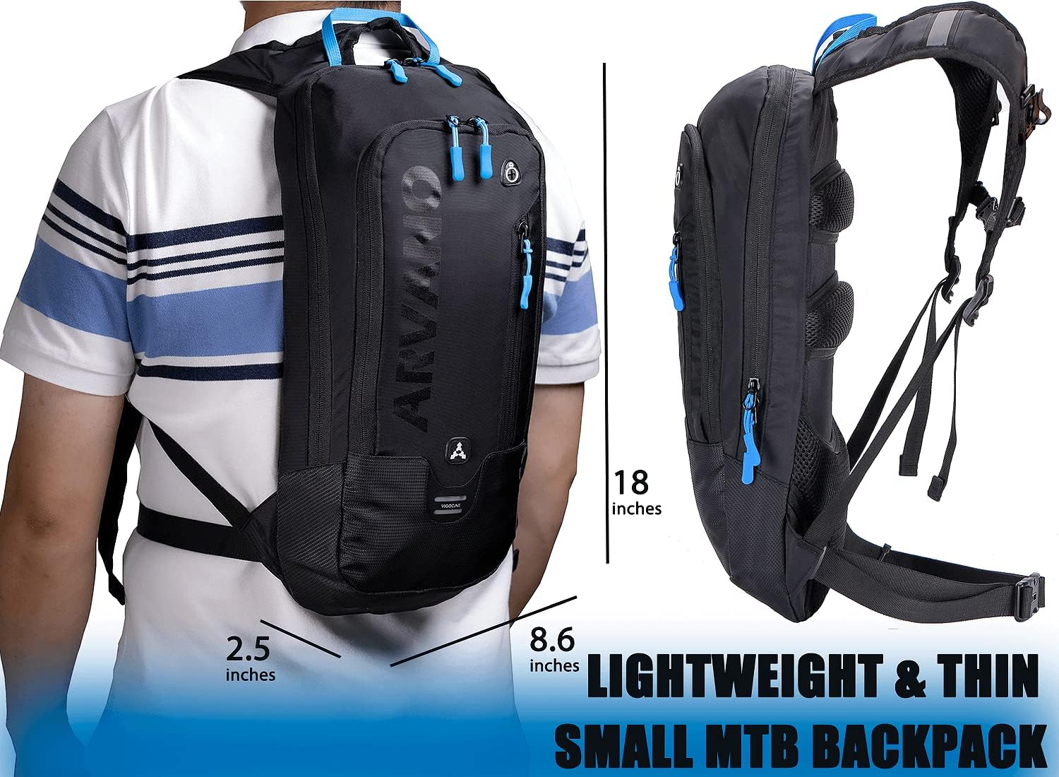 Mochila de bicicleta pequeña de ciclismo de montaña ligera de 6 litros – MTB ciclismo, senderismo, esquí, bicicleta de nieve, snowboard