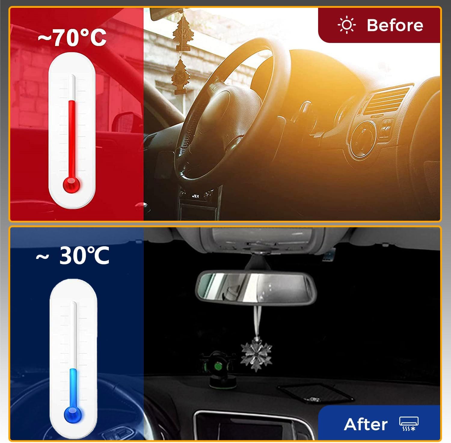 Cubierta para parabrisas de automóvil, tela Oxford 600D mejorada, cubierta contra escarchas, para hielo y nieve, impermeable, protege la ventana