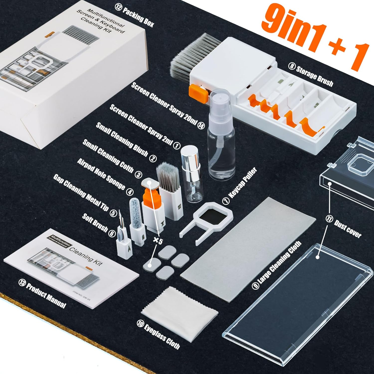 Kit de limpiador de pantalla para teclado de computadora portátil, 10 en 1, cepillo de limpieza de lente de cámara electrónica para Airpod Pro,