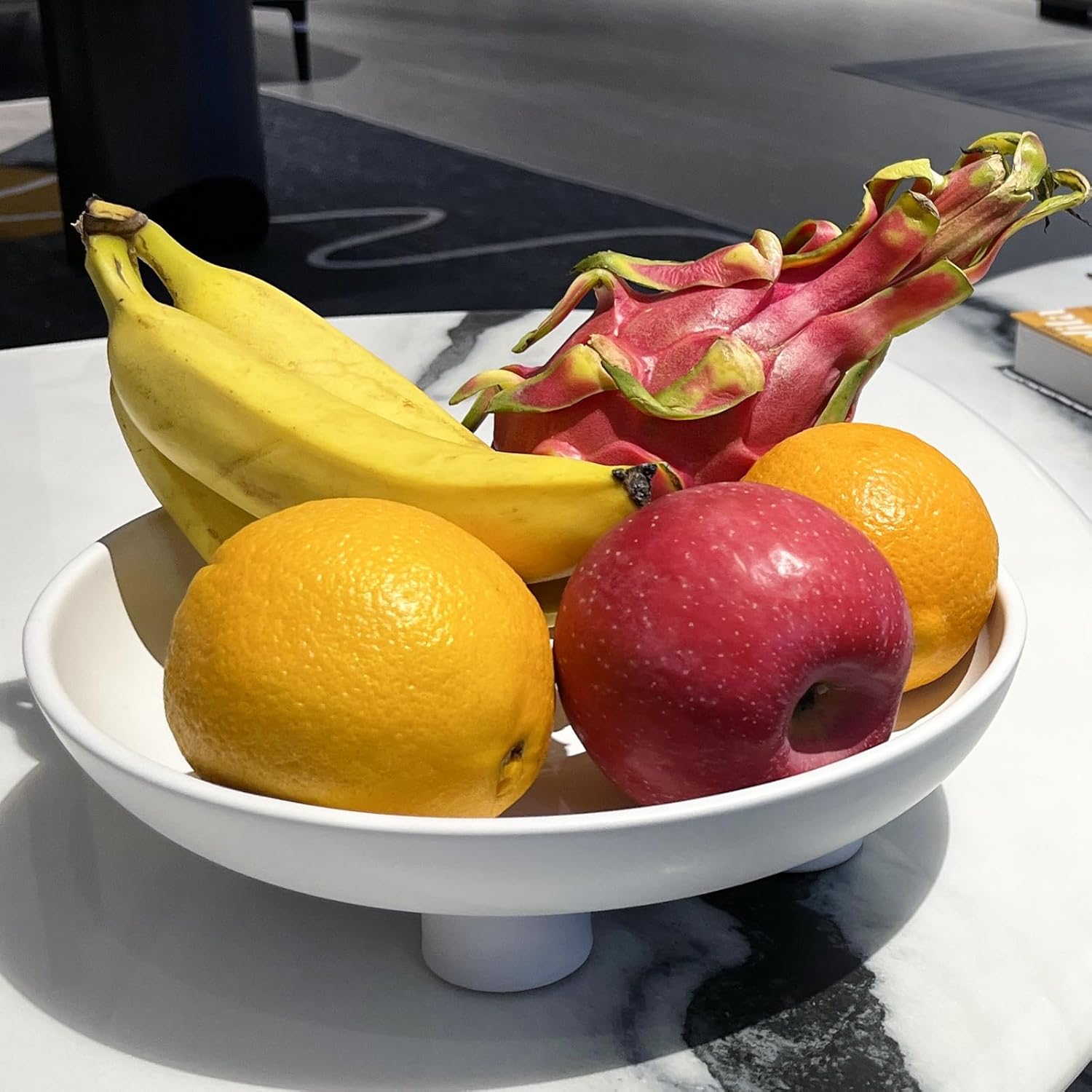 Frutero de cerámica cuencos de cerámica para encimera de cocina, cuencos decorativos grandes de 10 pulgadas para decoración moderna del hogar,