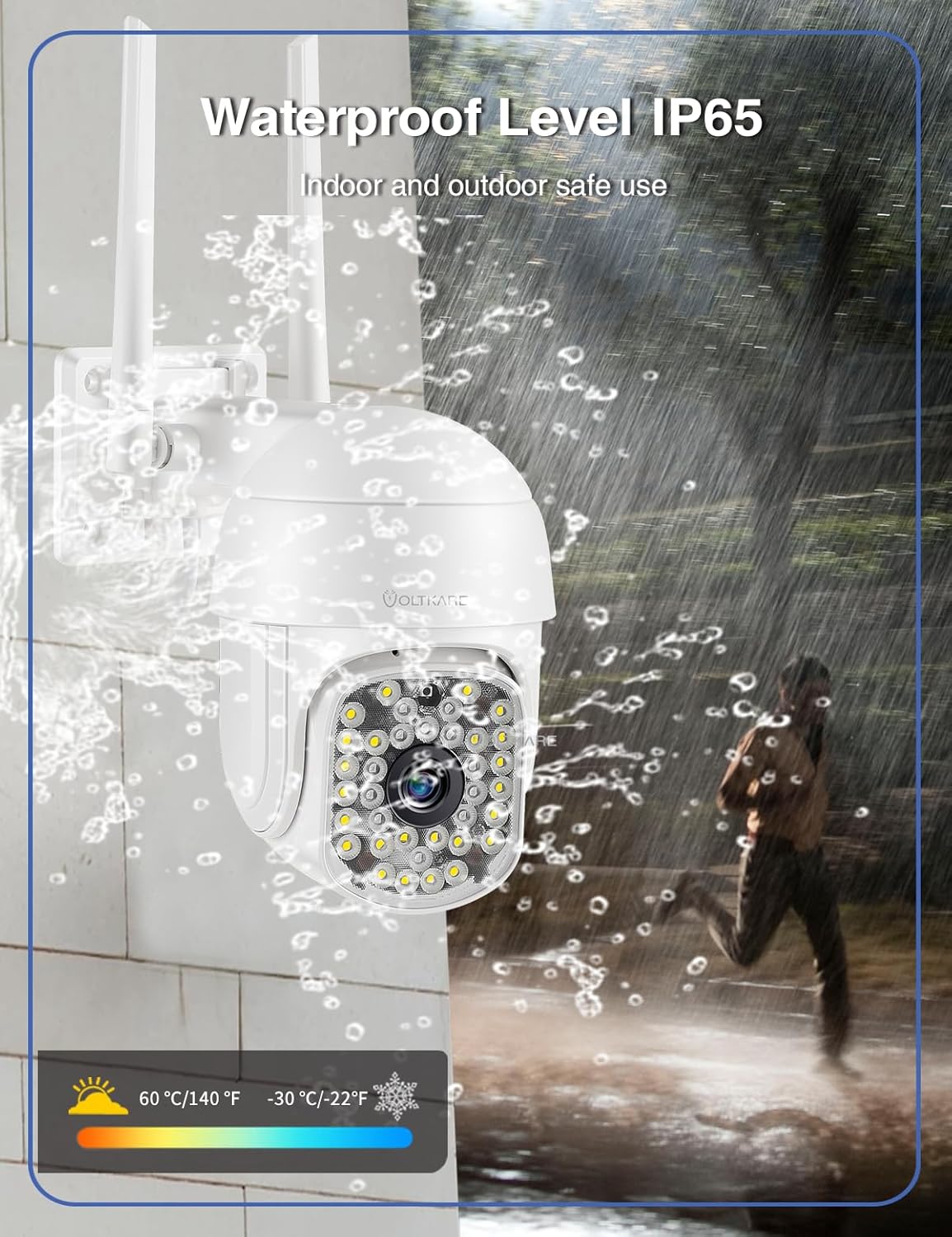 Cámara de seguridad 1080P para exteriores, cámara inalámbrica de 360 grados para el hogar de 2.4G con audio de 2 vías, visión nocturna a color,