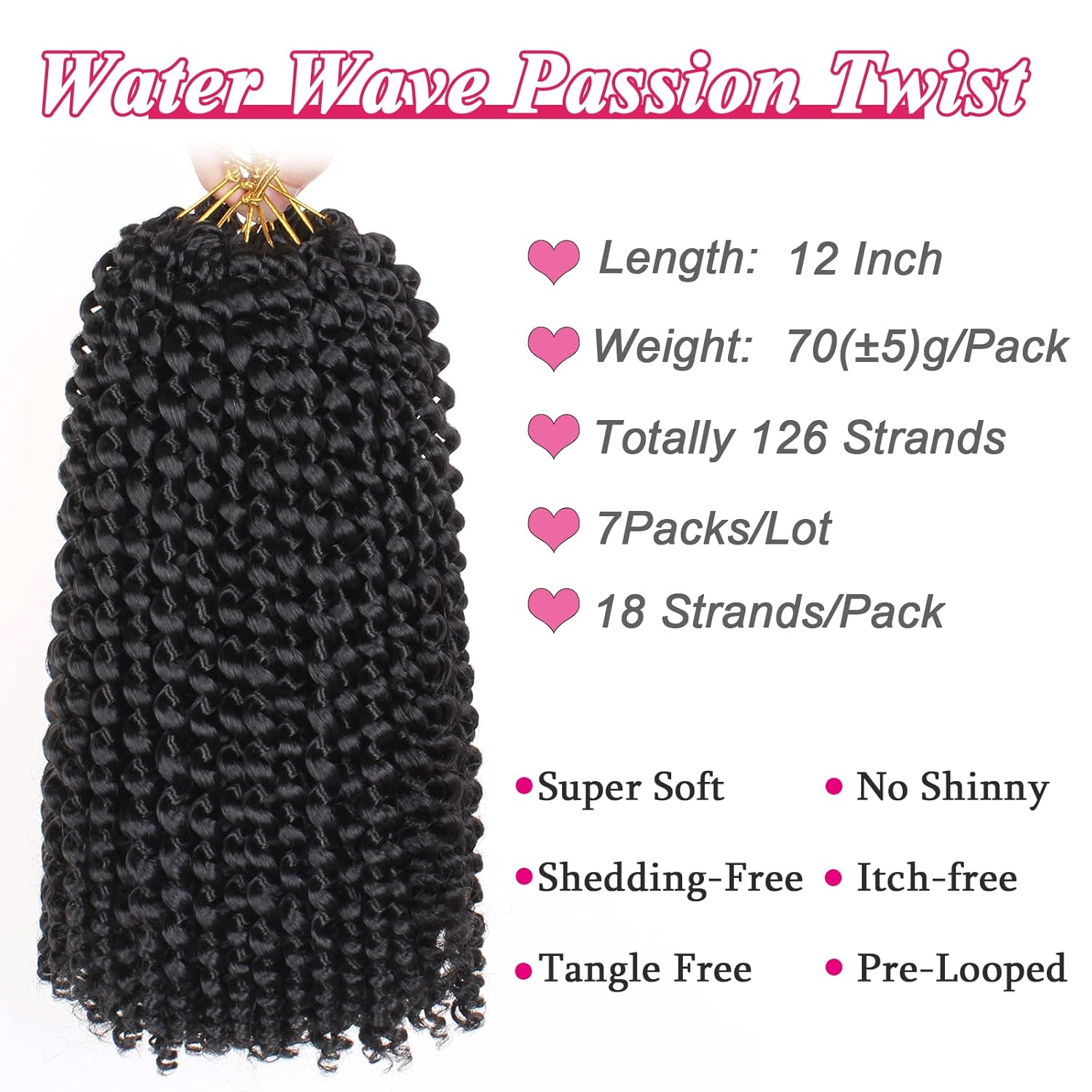 Leeven – pelo rizado de 18 pulgadas en onda de agua de Crochet Twist, 6 unidades, pasión de Twist Crochet, pelo sintético para mujeres negras