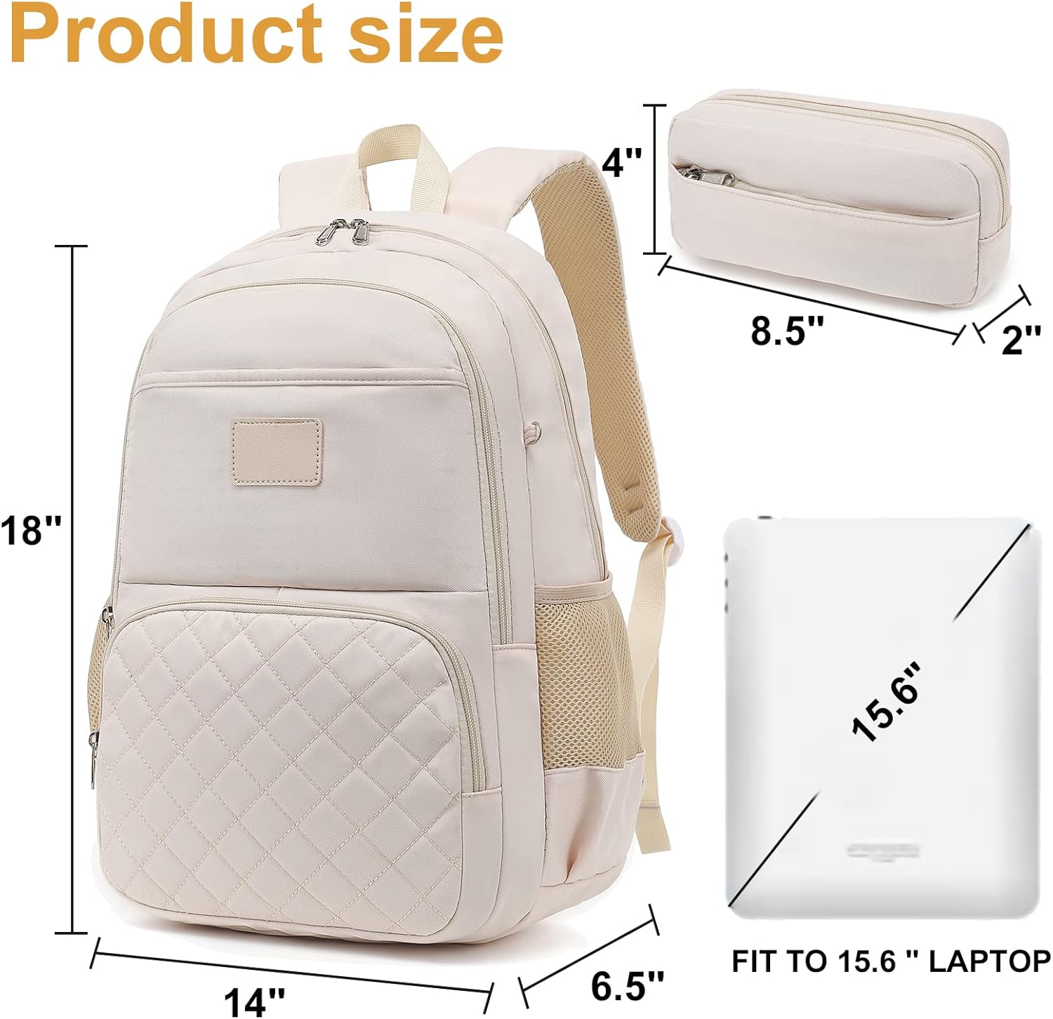 CAMTOP Mochila para laptop de 15.6 pulgadas, mochila escolar con estuche para lápices, mochilas universitarias, profesores, trabajo, viajes,