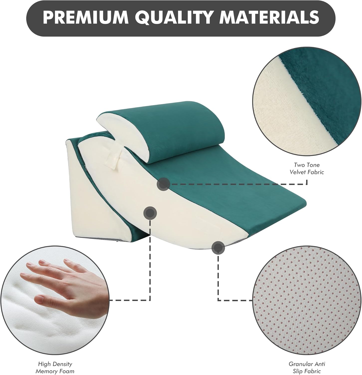 MVP BOY 5 almohadas de cuña para dormir, almohadas ortopédicas de cuña para después de la cirugía, almohadas corporales ajustables para aliviar el