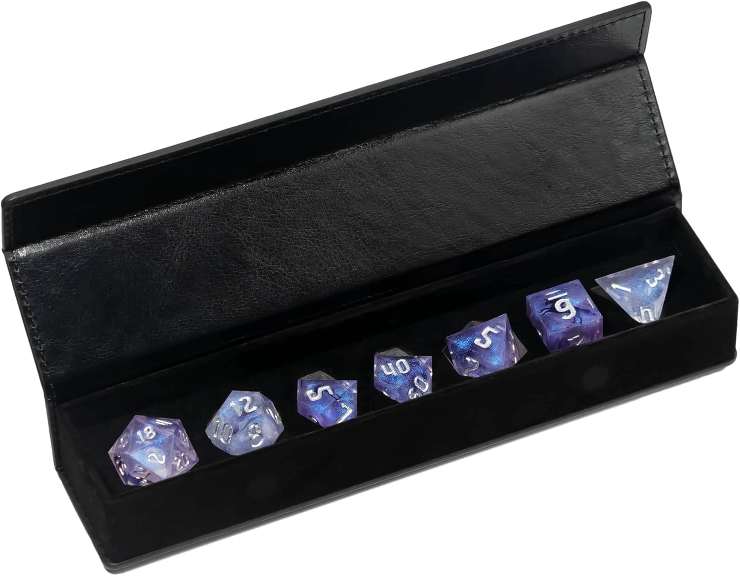 Cusdie Dados DND de bordes afilados, 7 dados D&D, juego de dados poliédricos hechos a mano, para juegos de rol, MTG Pathfinder (unicornio Decoupage)