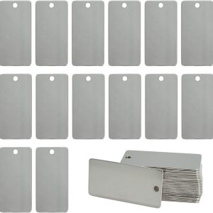 StayMax Etiquetas rectangulares de acero inoxidable para grabado de metal, 1 x 2 pulgadas, 25 unidades StayMax Etiquetas rectangulares de acero inoxidable para grabado de metal, 1 x 2 pulgadas, 25 unidades