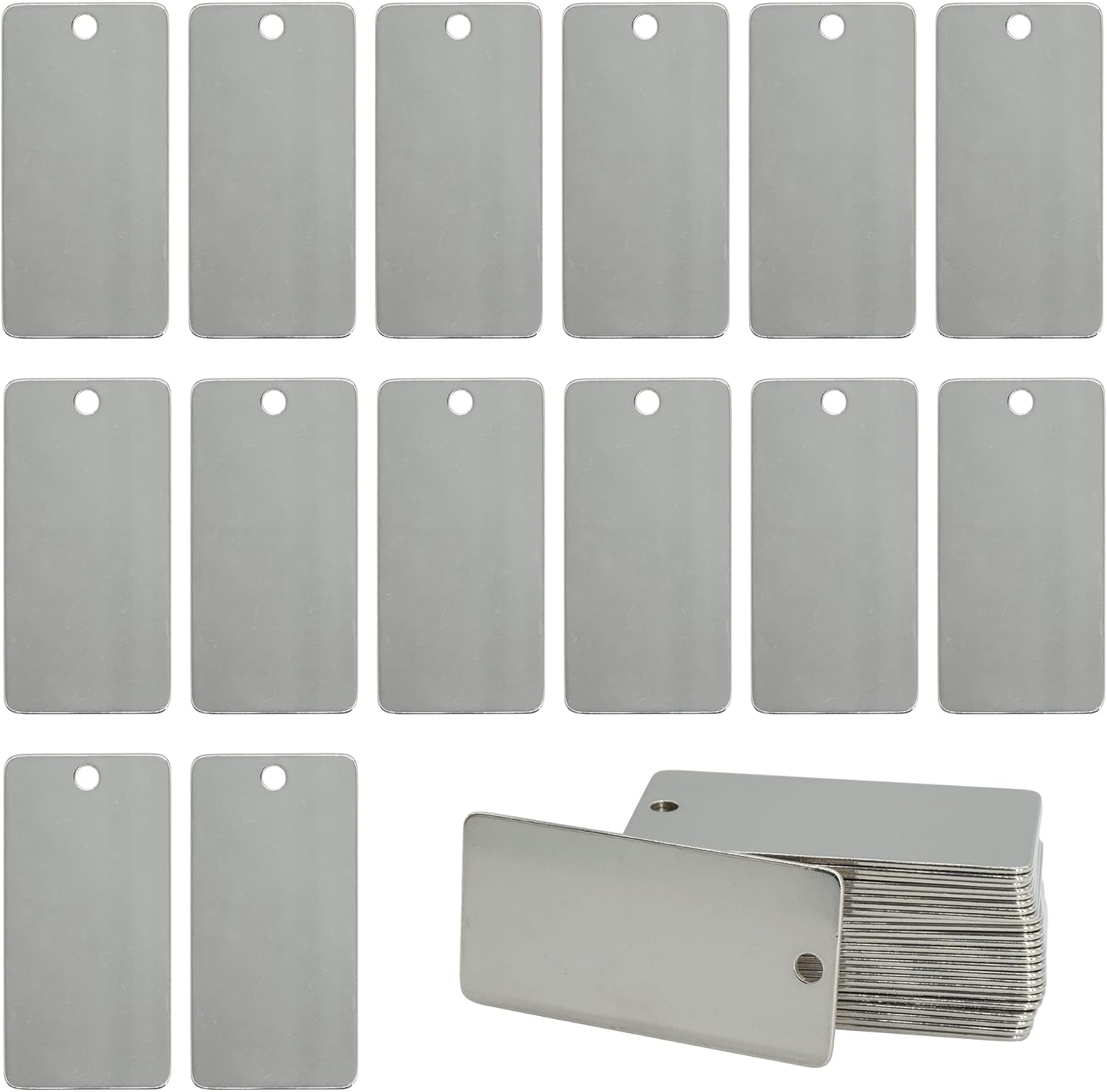 StayMax Etiquetas rectangulares de acero inoxidable para grabado de metal, 1 x 2 pulgadas, 25 unidades