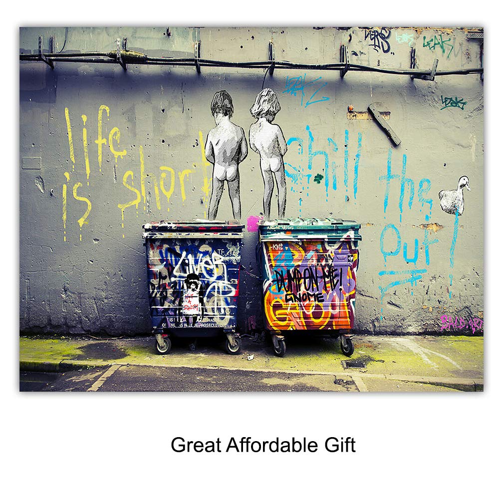 Banksy Posters Set – 8×10 Urban Graffiti Wall Art – Wall Mural Set – Mural Wall Art – Fallen Angel, Forever Young – Teen Room Decor – Dorm Wall